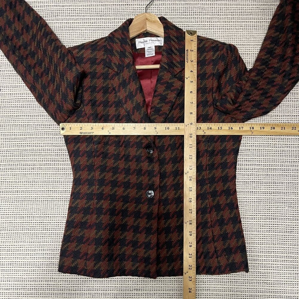 Rena Rowan Petite Womens Wool Blend Houndstooth Blazer Jacket Sz 6P Made In USA - Picture 9 of 9
